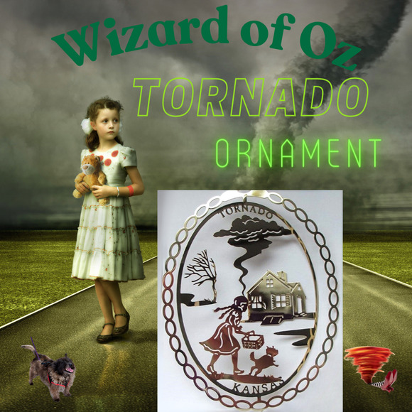 Wizard of Oz Brass Ornament Tornado Kansas Farm House Movie Scene Dorothy Toto - Picture 2 of 6